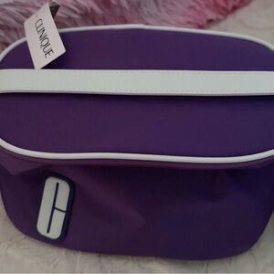 Clinique Violet Cosmetic Case with White Trim